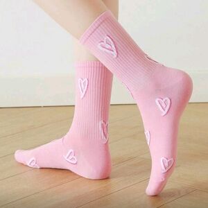 Charming Pink And White Hearts Socks